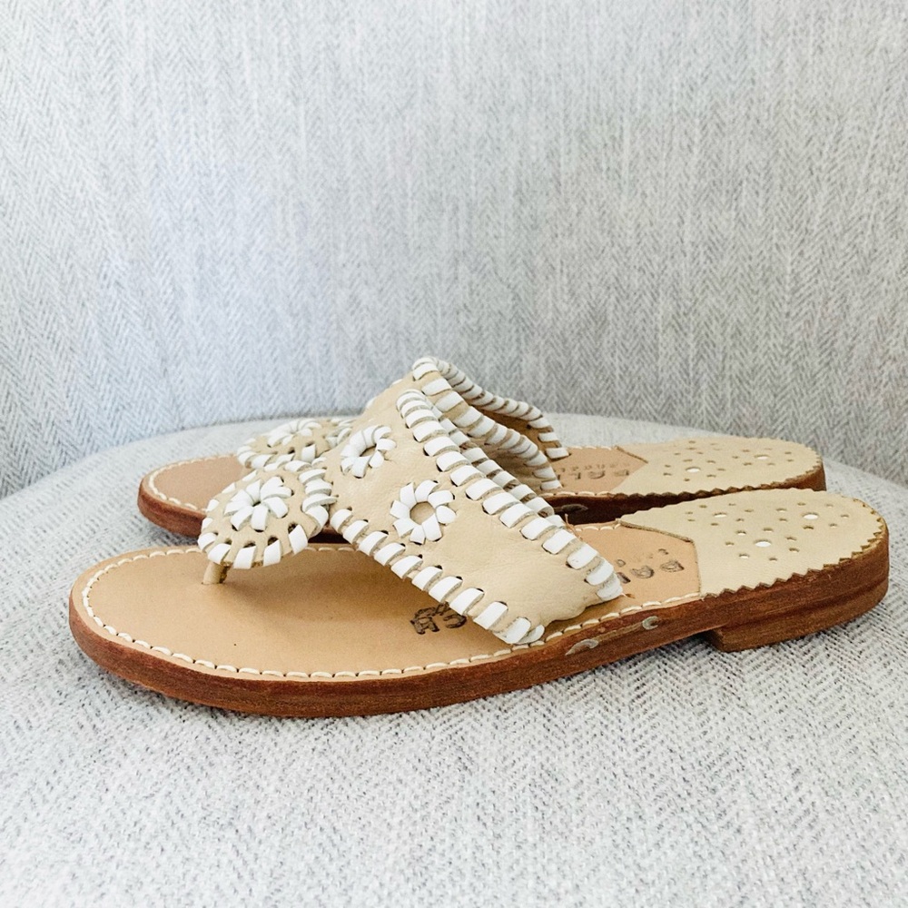 Jack Rogers Style Leather Slides Stylish Palm Beach Sandals